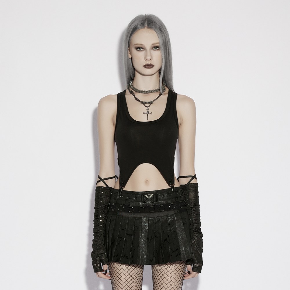 Punk Rave - Astarte pleated Short skirt - Black